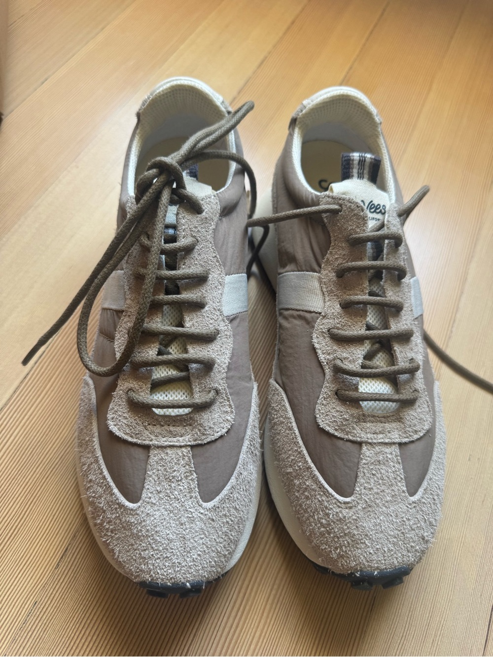 SeaVees Women's Suede & Textile Sneakers in Taupe and Cream